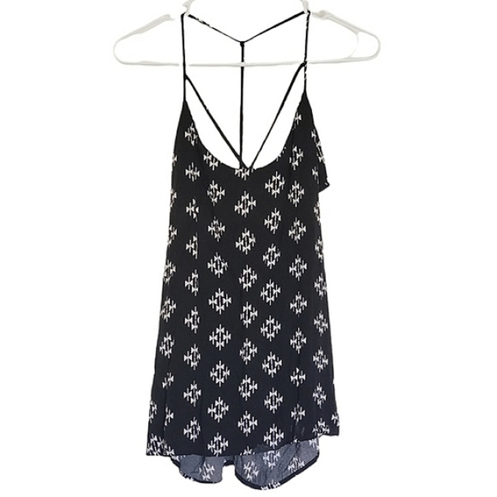 1078 * No Boundaries Caged Y Back Top Black White Size XXL (19)